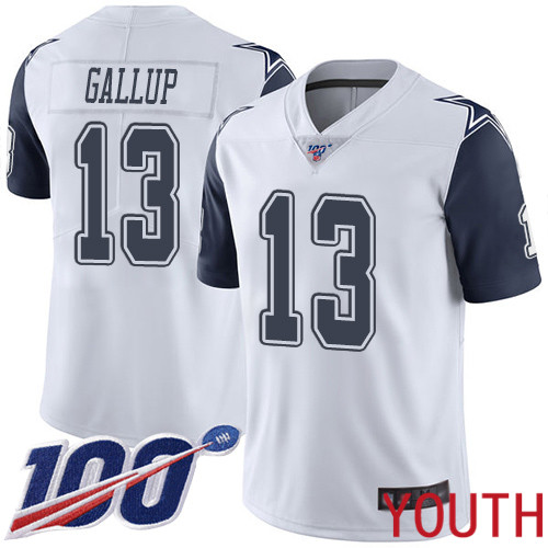 Youth Dallas Cowboys Limited White Michael Gallup #13 100th Season Rush Vapor Untouchable NFL Jersey